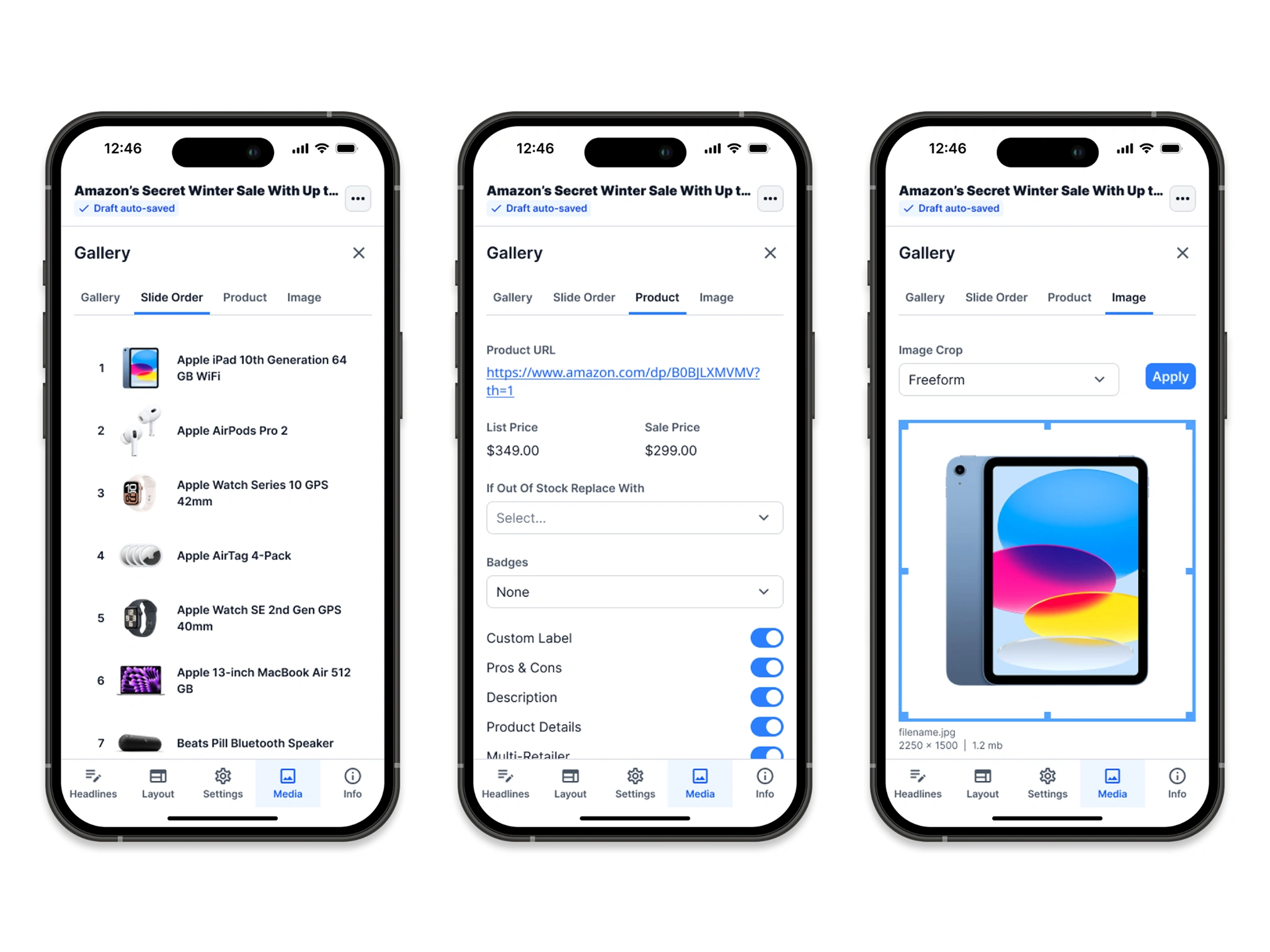 The new gallery editor is responsive and works on all devices.